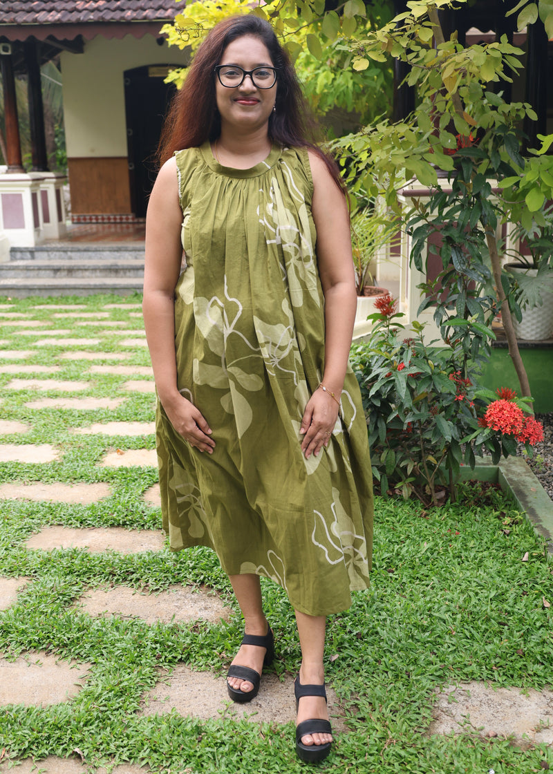 Olive Bloom Cotton Maternity Dress