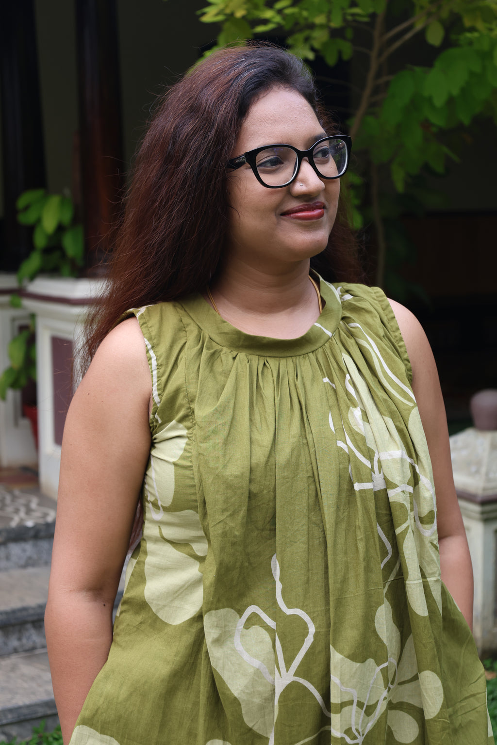 Olive Bloom Cotton Maternity Dress