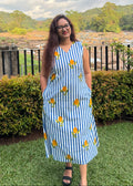 Lemon Stripes Jaipur Cotton Maternity Dress