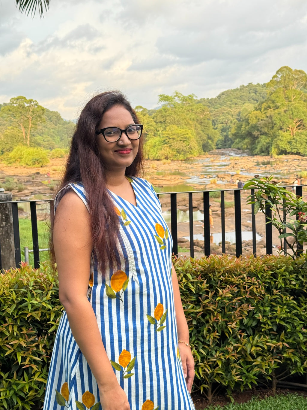 Lemon Stripes Jaipur Cotton Maternity Dress