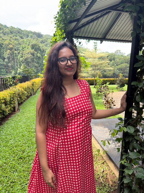 Gingham Jaipur Cotton Maternity Dress